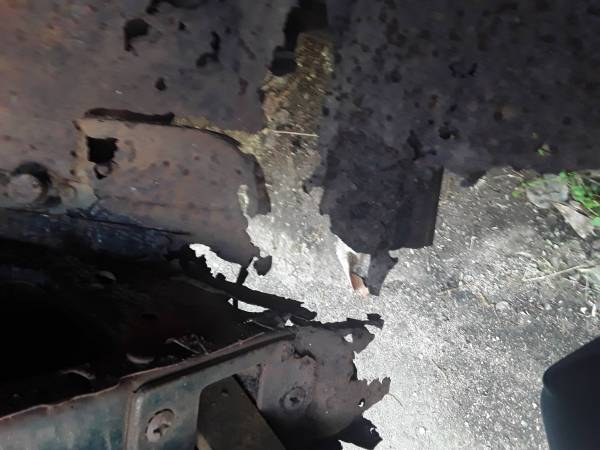 A big hole where the body mount should be