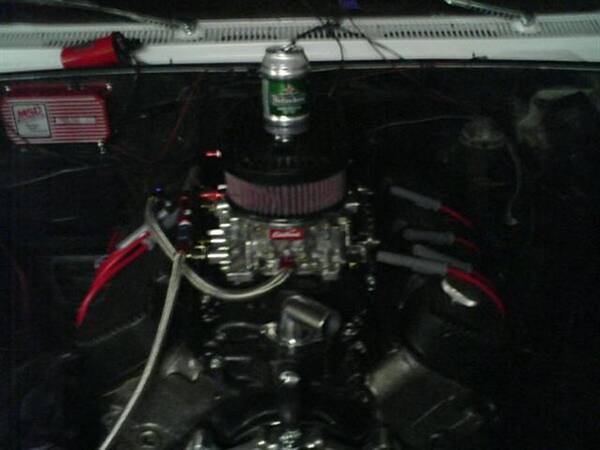 The motor with it's celabrtory beer.