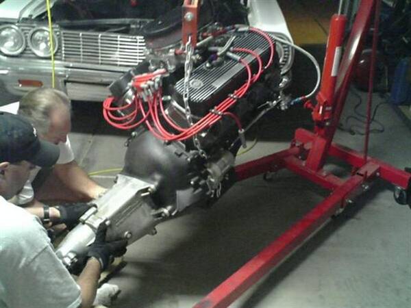 Tranny bolted on. Ready to drop in.