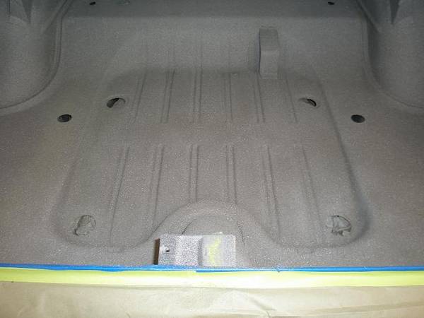 65 DodgeTrunk floor prepped and painted
