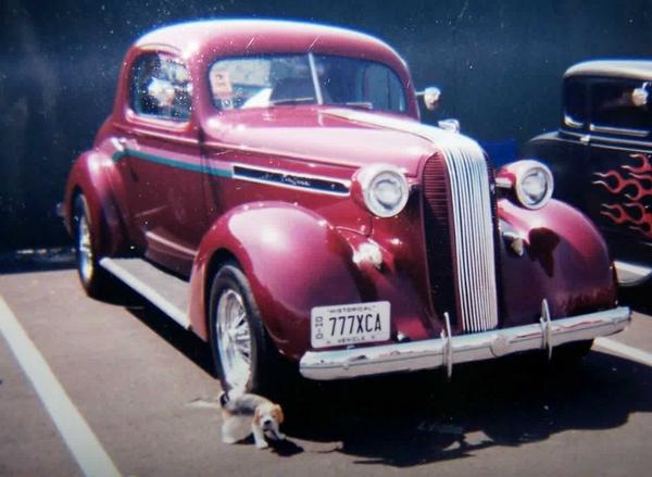 '36 Pontiac with my dog Pee Dee @ NSRA Nats.