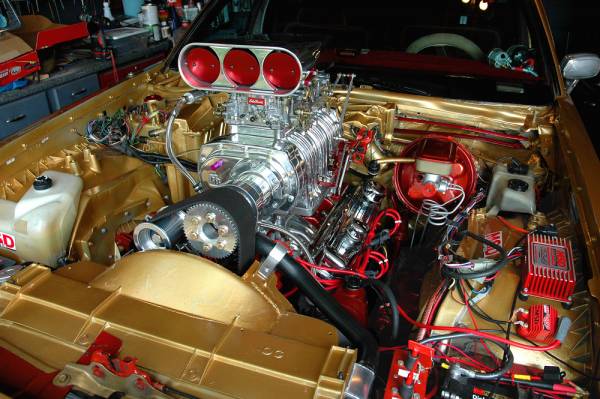 Supercharged Buick - Front View of Engine in the Car