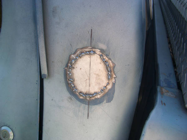 79' Ford patch tacked into place